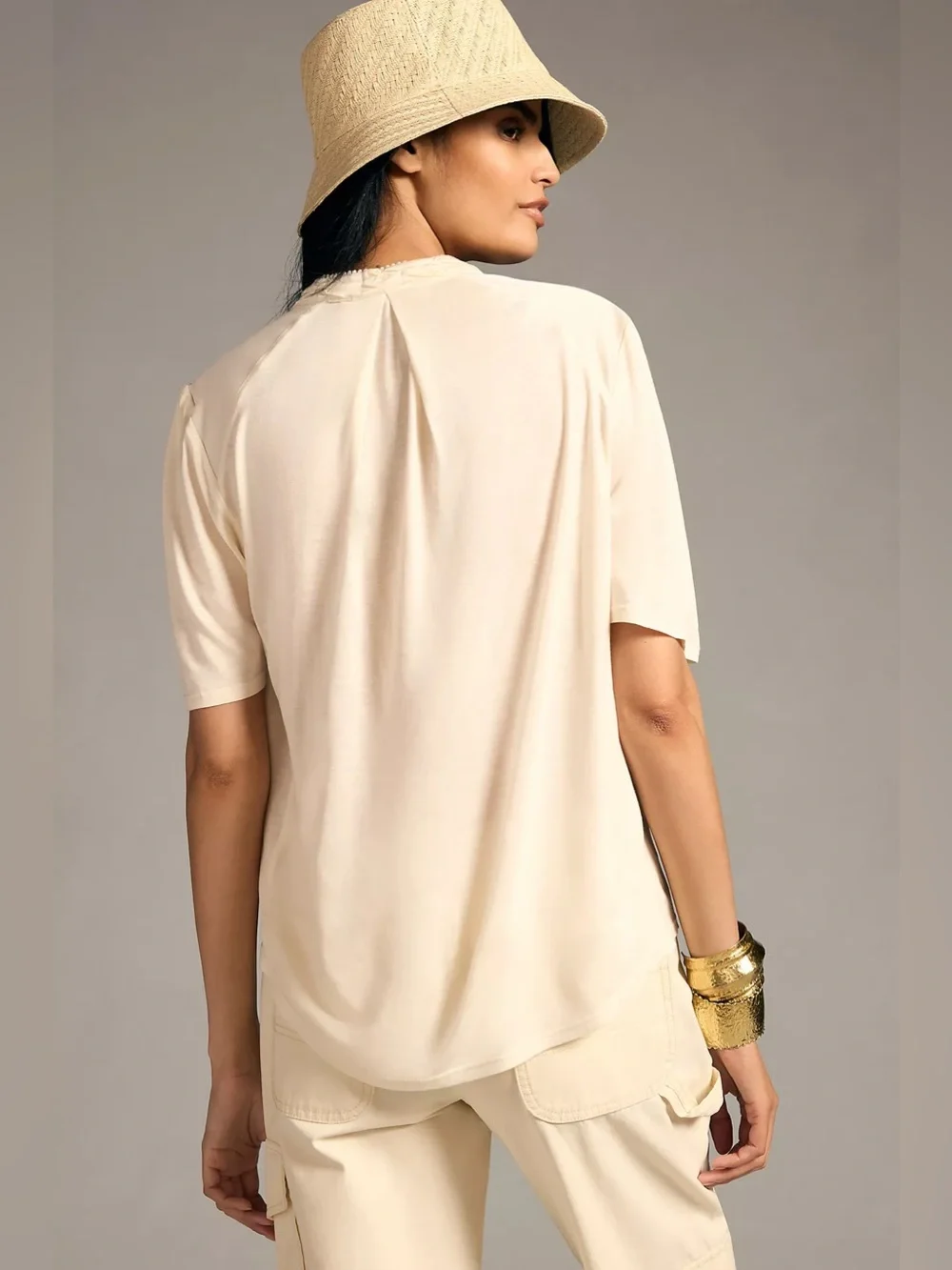 TINY Eliana Cream Embroidered Floral Short-Sleeve Blouse - Picture 2 of 13